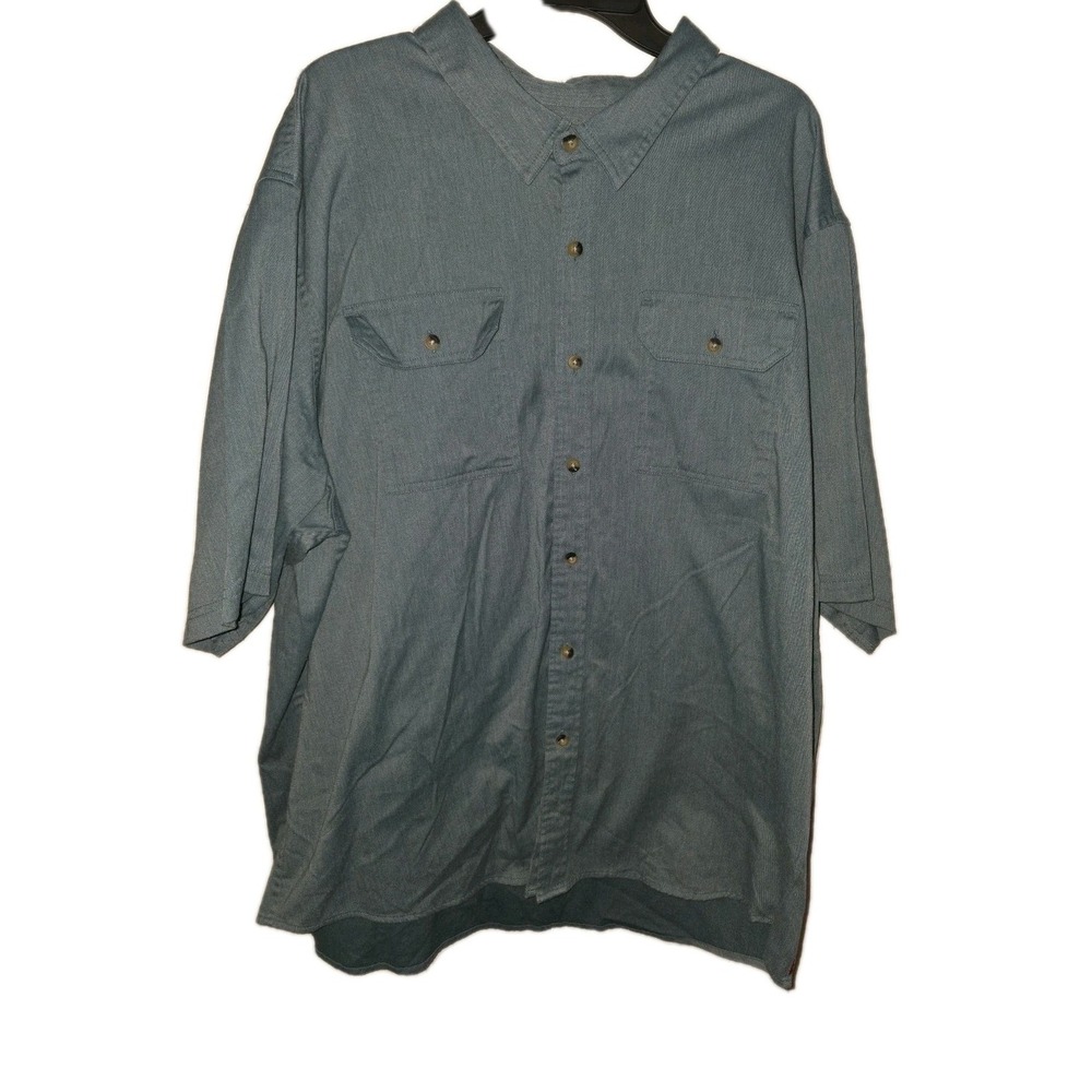Wrangler Button Up Western Shirt Men's Size 3XL Short Sleeve Green Work Wear